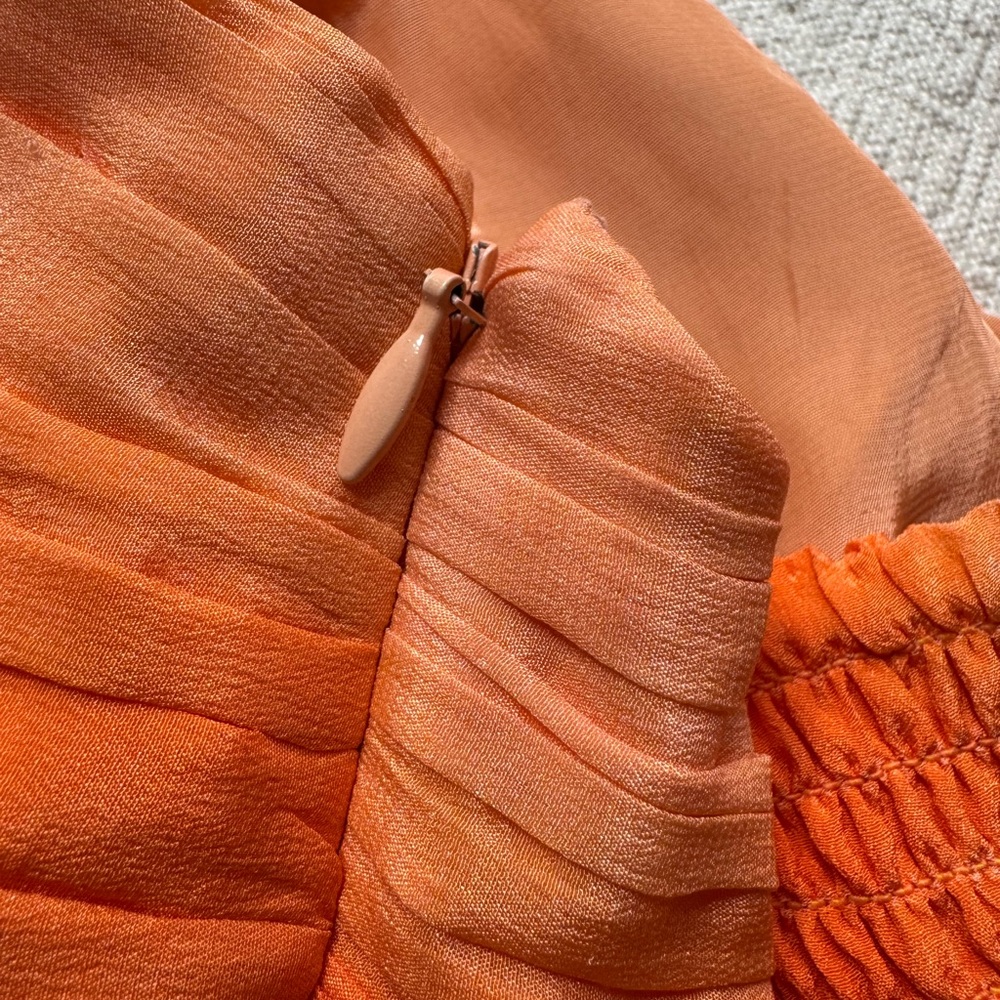 Maria Cher Alagon Toribia Tangerine Silk Ruched Maxi Dress XS - Picture 9 of 10